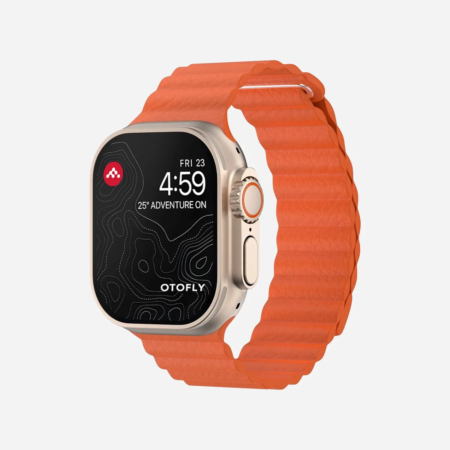 Apple Watch magnetic leather loop#color_kumquat