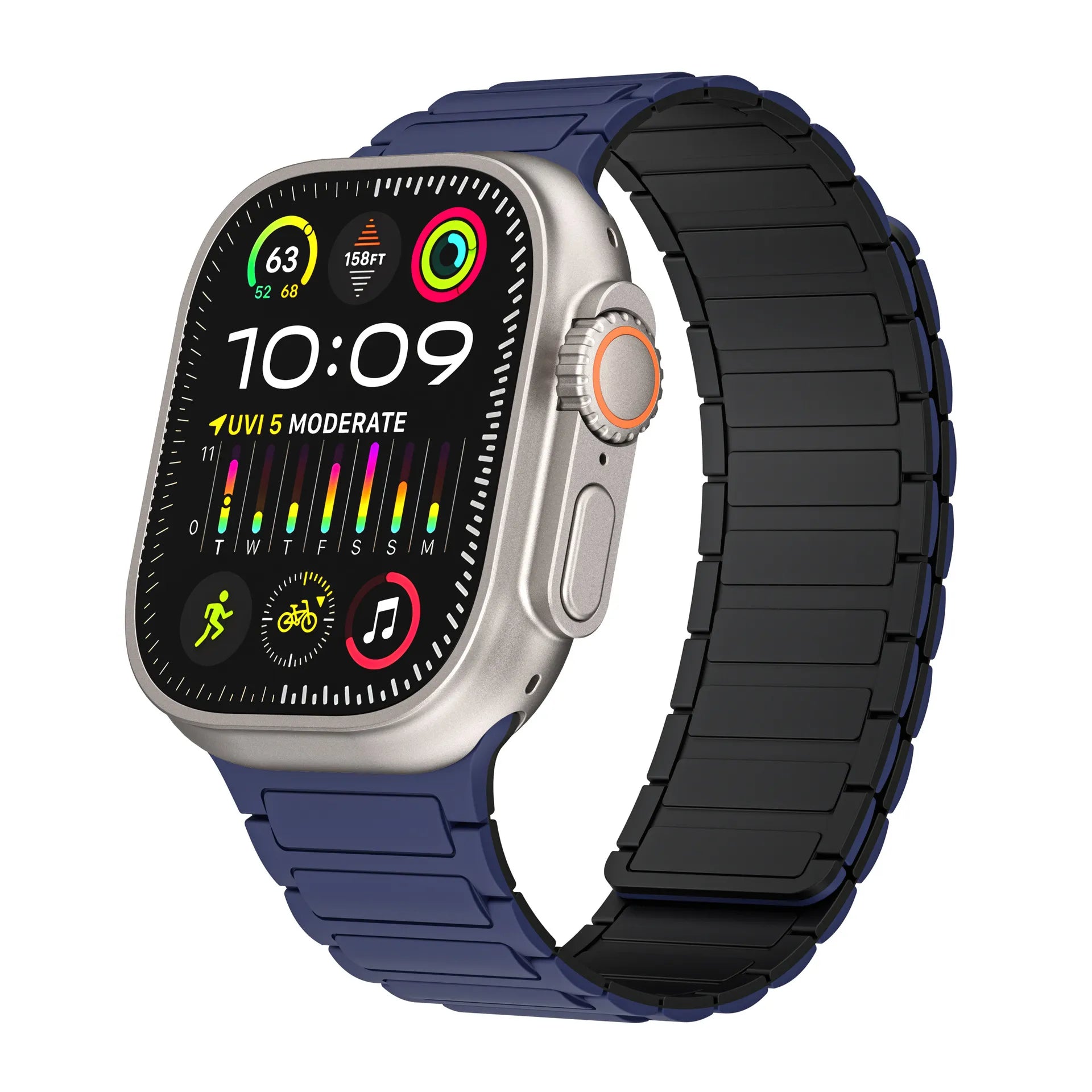 Apple Watch silicone strap#color_navy blue black