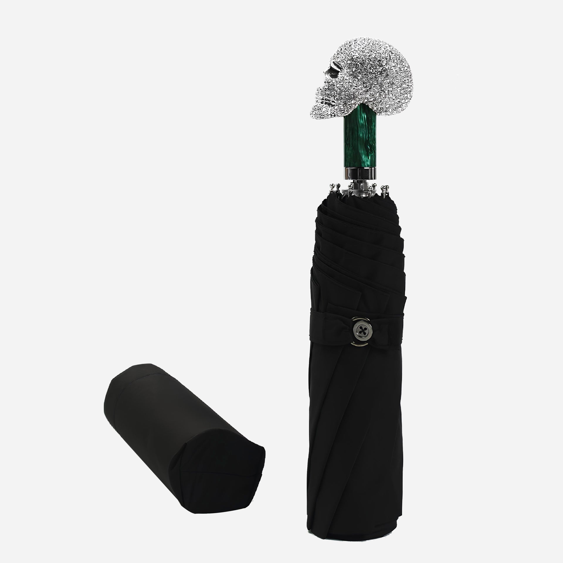 Premium Folding Umbrella with Diamond Skull Handle