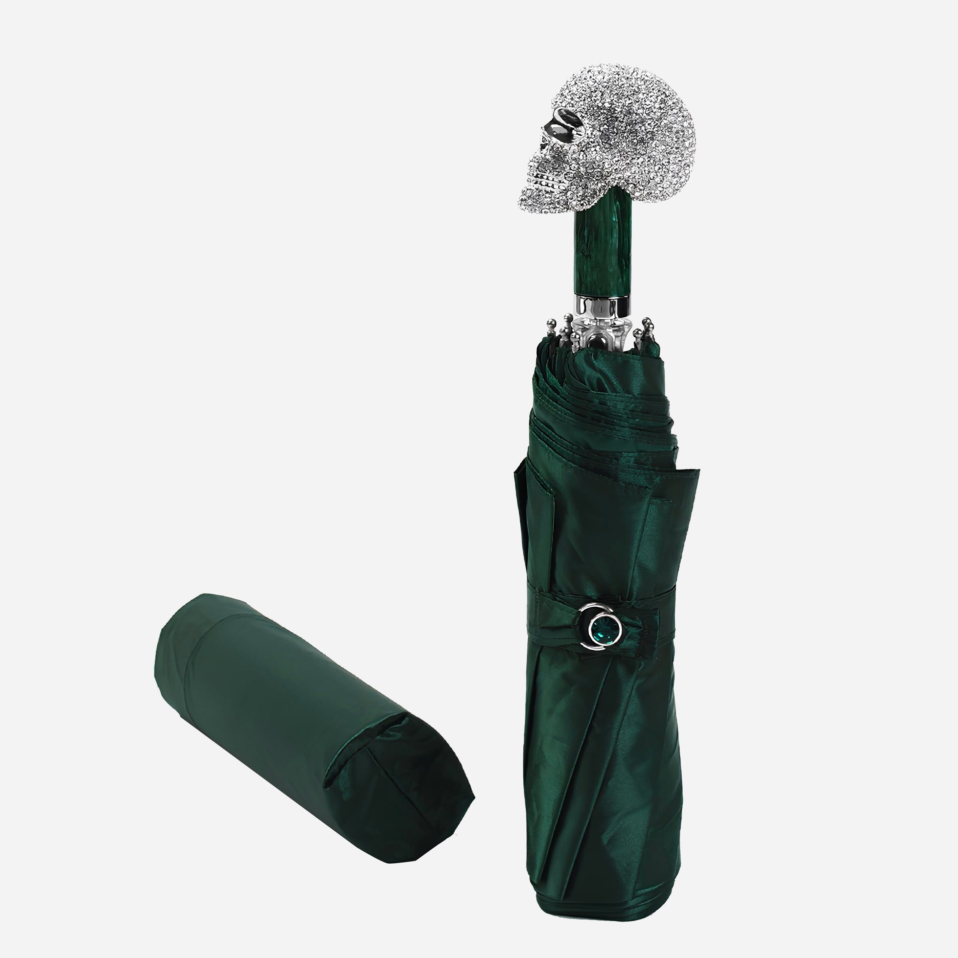 Premium Folding Umbrella with Diamond Skull Handle