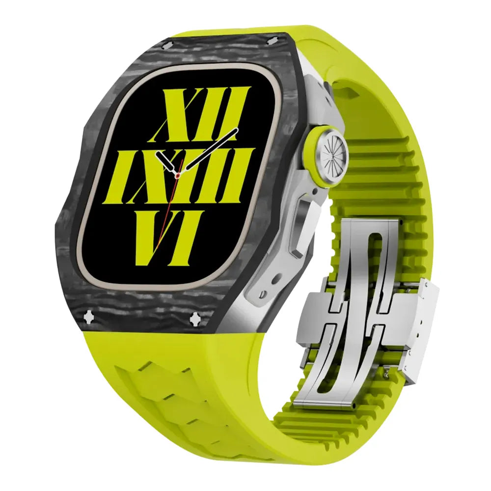 Carbon fiber Apple Watch Ultra case retrofit kit - neon green#color_neon green