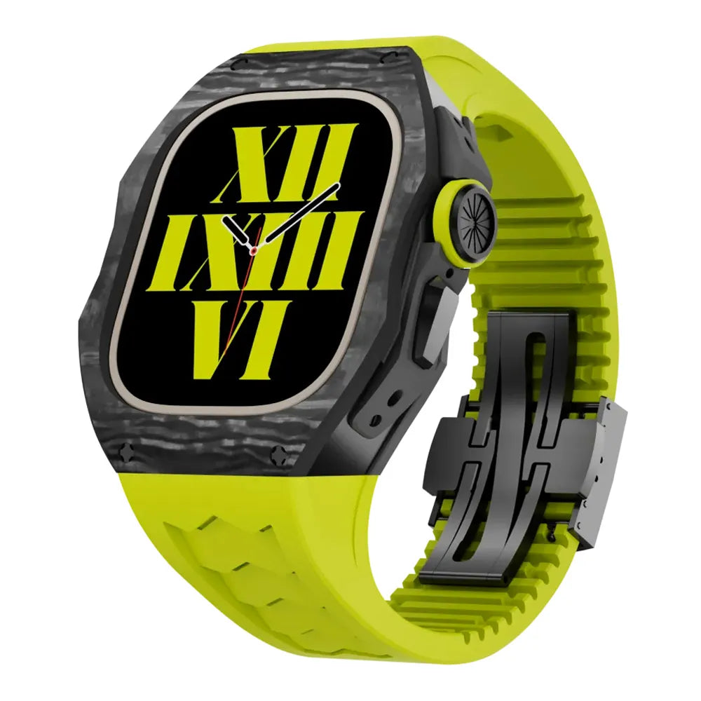 Carbon fiber Apple Watch Ultra case retrofit kit - neon green#color_neon green